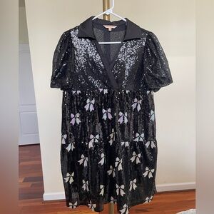 Sequin Black Bow Dress
